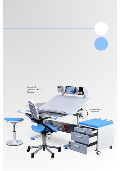 Creo Mobili Yükseklik Ve Eğim Ayarlı, Vega Premium Bilgisayar Ve Çalışma Masası Takımı Beyaz/mavi Gri Creo Mobili Yükseklik Ve Eğim Ayarlı, Vega Premium Bilgisayar Ve Çalışma Masası Takımı Beyaz/mavi Gri