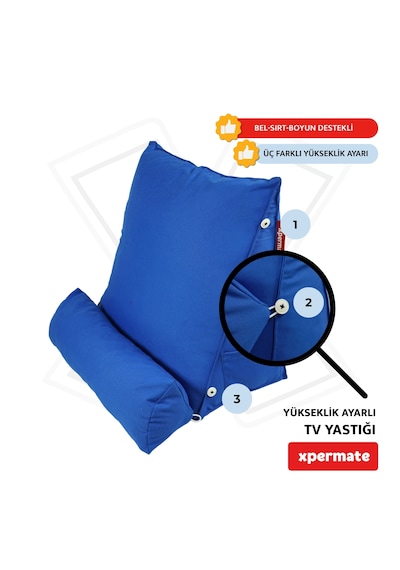 Xpermate Sırt, Bel, Boyun Destekli TV - Okuma Yastığı Ameliyat Sonrası Mavi