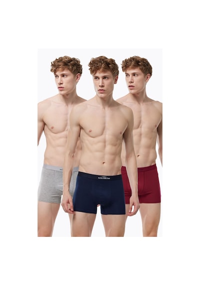 Malabadi Erkek Lacivert Gri Bordo 3 Lü Pamuk Elastan Boxer 3m075 Lacivert-gri-bordo