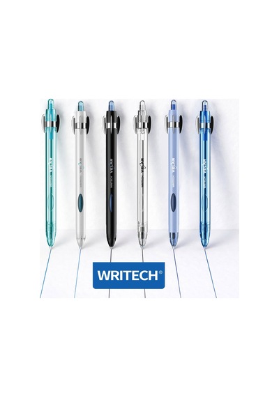 0.7 Mm Mavi Jel Mürekkep Dönen Stres Başlığı Yeni Model Writech W-0201 Siyah Çok Renkli