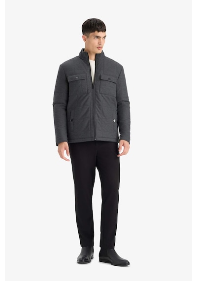 Defacto Slim Fit Dar Kesim Dik Yaka Astarlı Fermuarlı Cepli Kışlık Şişme Penye Mont E7888ax25auar167 Antrasit