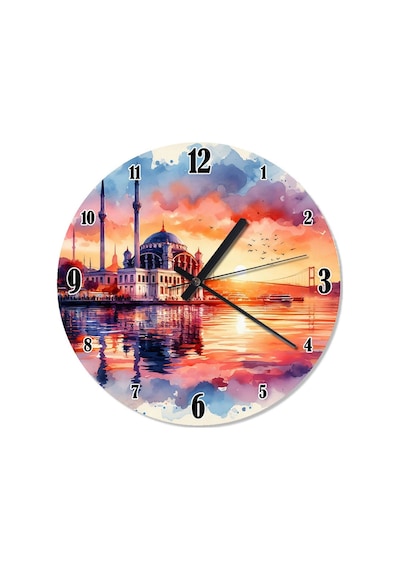 Ortaköy Camii Baskılı Duvar Saati çok Renkli
