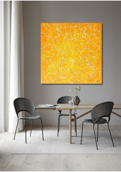 Soyut Büyük Boy El Yapımı Yağlı Boya Tablo 95x94cm