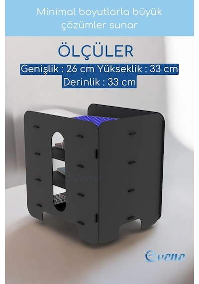 Evene Dosya Düzenleyici Masa Üstü Organizer Ahşap Evrak Raflı Model 1 Siyah, Eorganizer1