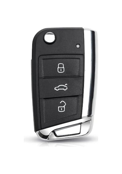 Autohan Keys Volkswagen İçin Krom Kaplama Anahtar Kumanda Kabı, 3 Düğmeli Katlanabilir Anahtar Standart