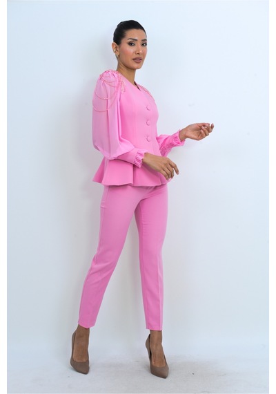 Dorne Moda Özel Koleksiyon Taş Detaylı Şifon Kol Takım - Düğün - Mezuniyet - Ofis Şıklığı Pembe Pembe Dorne Moda Özel Koleksiyon Taş Detaylı Şifon Kol Takım - Düğün - Mezuniyet - Ofis Şıklığı Pembe Pembe