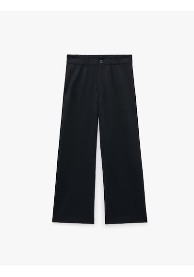 Koton Normal Bel Yan Cepli Düğmeli Straight Fit Kumaş Pantolon Lacivert 7wak40027ek