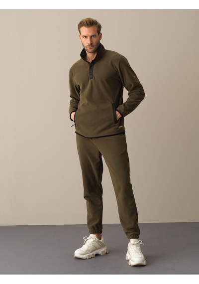 Xint Haki Regular Fit Dik Yaka Polar Sweatshirt 300276