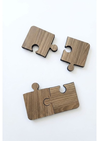 4'lü Puzzle Bardak Altlığı - Suya Ve Isıya Dayanıklı - Ceviz Cdf Diğer