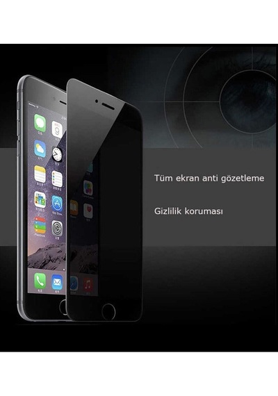 Apple  Uyumlu iPhone 6 / 6s Plus Siyah Privacy Kavisli Hayalet Gizlilik Filitreli Full Ekran Koruyucu
