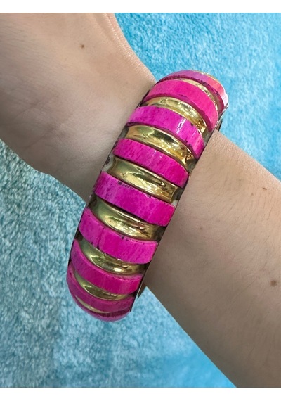 Sedef Kaplama Otantik Kadın Hint Bileziği Çap 7 Cm Pembe
