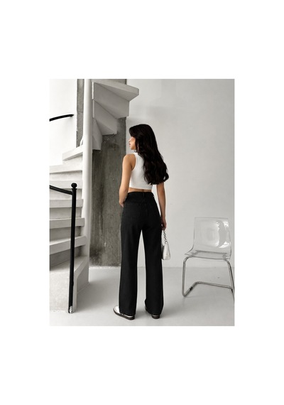 Kene Jeans Siyah Likralı Boyfriend Bol Paça Denim Pantolon Siyah