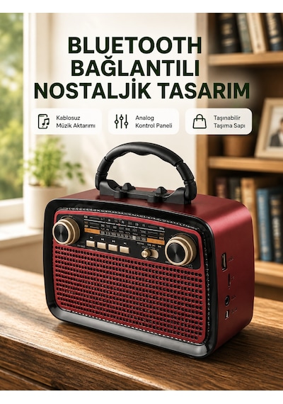 Bluetooth Bağlantılı Taşınabilir Hoparlör Fm/am Radyo Özellikli, Şarj Edilebilir Batarya, 1 Kg - Lisinya