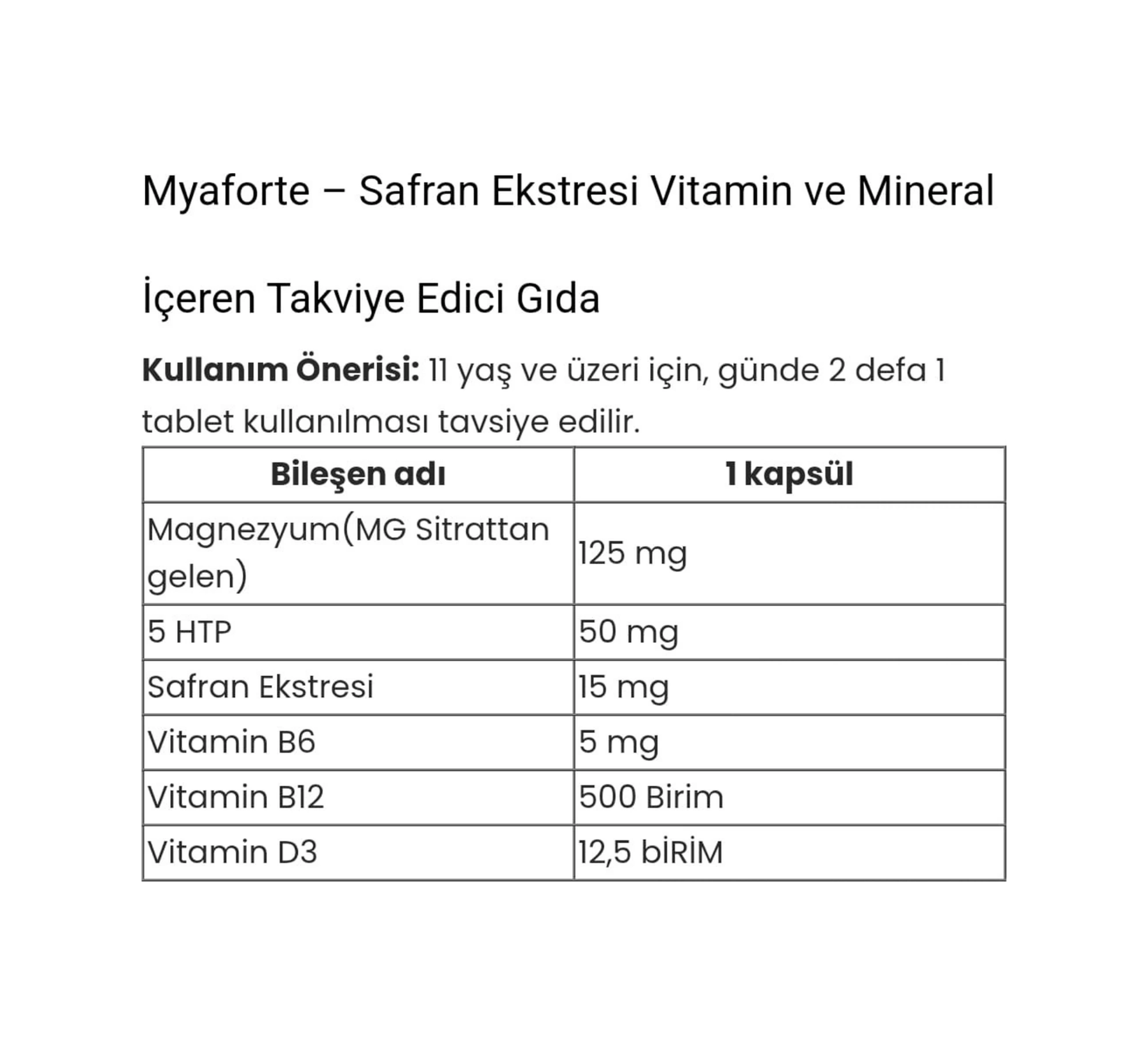 Revıon Myaforte Safran Eki Vitamin Ve Mineral İçeren Takviye Edici Gıda