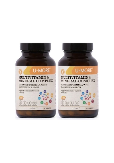 2'li Avantaj Paketi - Multivitamin 120 Tablet - Kalsiyum, Magnezyum, Demir, Çinko - Vegan & Şekersiz