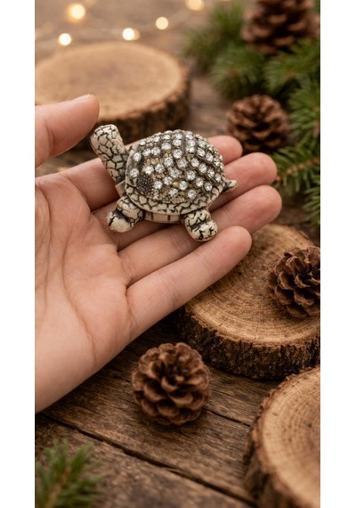 Sedef Renk Mini Kaplumbağa Biblo Taşlı Dekoratif Şans Figürü Konsol Vitrin Masa Üstü Süs 6 Cm 83997238
