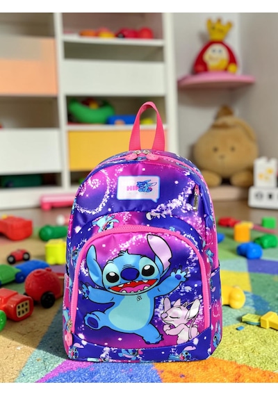 Anaokulu Kreş Günlük Kullanım Kız Çocuk Sırt Çantası Su Geçirmez Suluklu 2 Bölmeli Okul Öncesi Pembe Mavi - Anaokulu