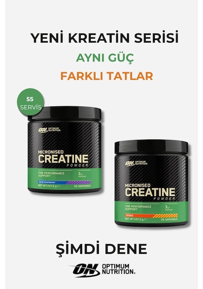 Aromalı Kreatin Seti Mavi Ahududu Portakal 55 Servis Mikronize Toz