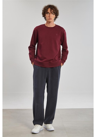 Barrels And Oıl Bisiklet Yaka Logolu Erkek Sweatshirt - Bordo Bordo