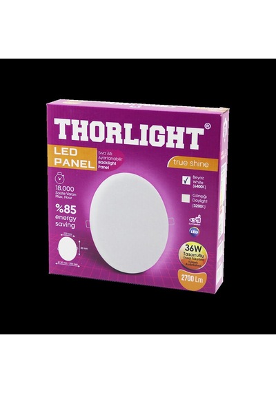 36w 22 Cm Beyaz Led Panel Sıva Altı Mandallı 6400k 2700 Lm Çok Renkli