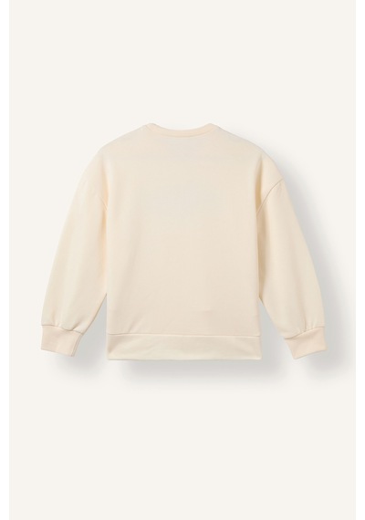 Defacto Baskılı Uzun Kollu Sweatshirt Üst İspanyol Paça Alt 2li Takım Kız Çocuk I1138a826auer119 Ekru-er119