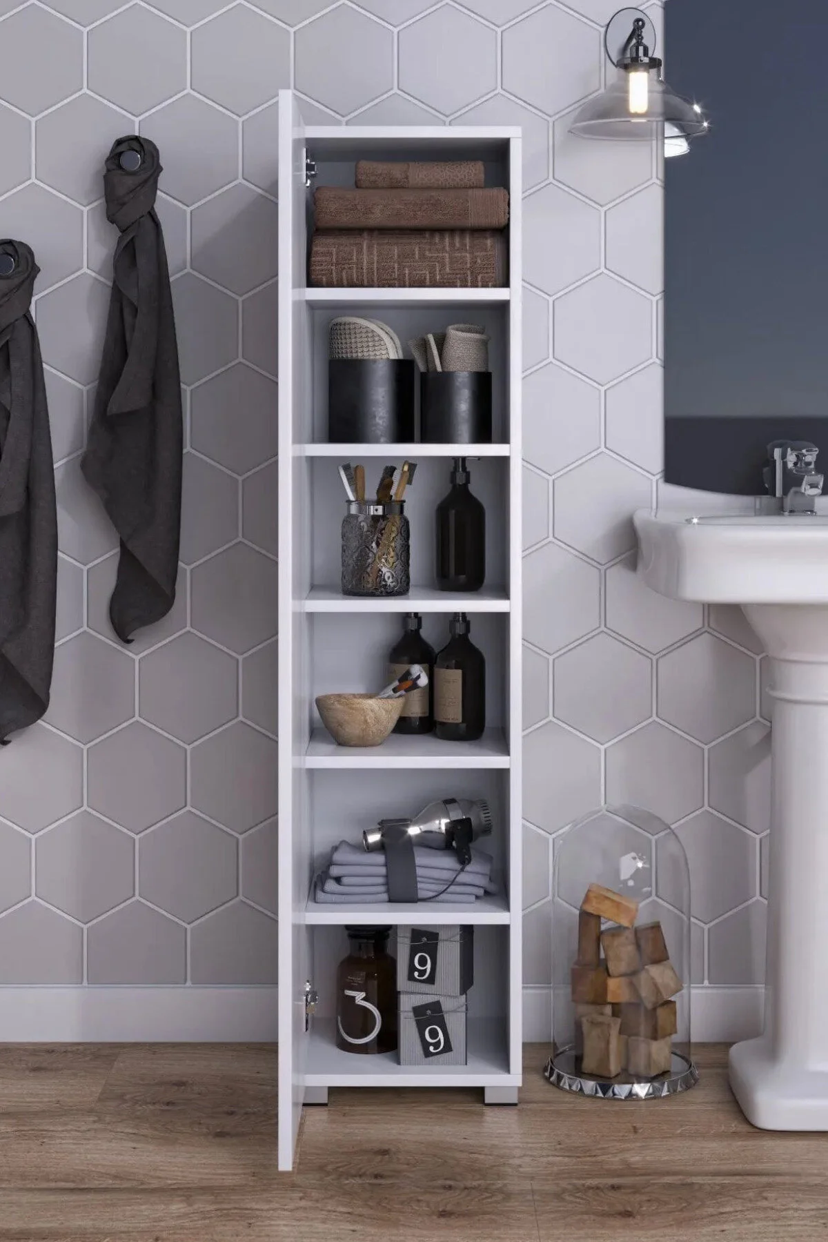 Saltık Çok Amaçlı Dolap Tek Kanat Raflı Mdf Beyaz