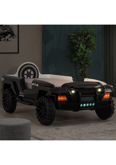 Arabalı Yatak, Jeep Lüx Ledli Arabalı Yatak - Kırmızı