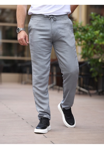 Keten Jogger Pantolon Gri