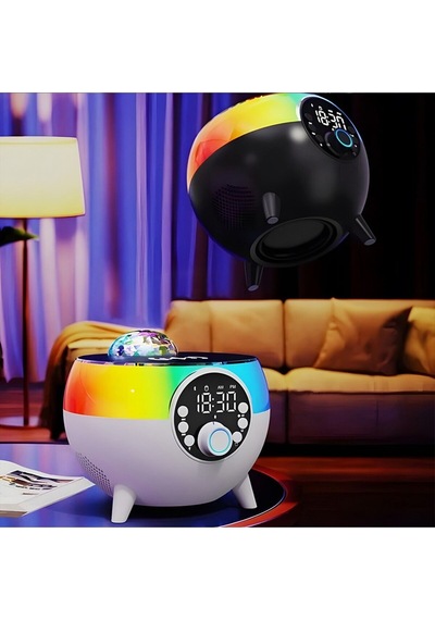 Se-2407 Siyah Rgb Işıklı Çalar Saatli Bluetooth Hoparlörlü Şarj Standı