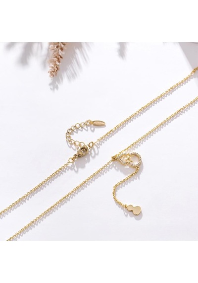 Zirkon Taşlı Su Kabağı Motifli Yaka Sallantılı 14 Ayar Altın Kaplama Kadın Kolye Gold