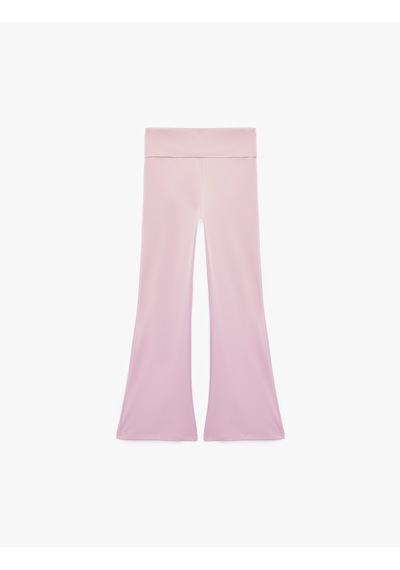 Koton Beli Lastikli Slim Fit İspanyol Paça Tayt Lila 7wkg40192ak