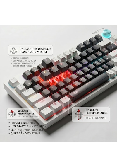 Mekanik Rgb Gaming Kablolu Klavye 81 Tuşlu Mavi Switch Hot Swap Double Shot Örgü Kablolu Oyuncu Klavyesi