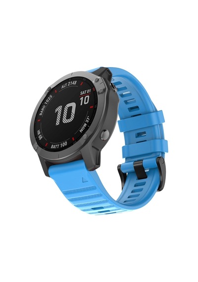 Caseonn Garmin Fenix 5x Plus Titanium Kordon Quickfit Premium Spor Kayış Buz Mavi