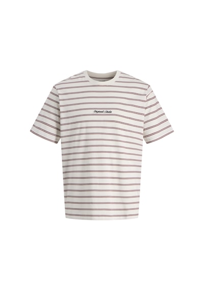 Jack & Jones Erkek Çizgili Nakis Islemeli Tisört - Norrebro - 12291021 Cabernet