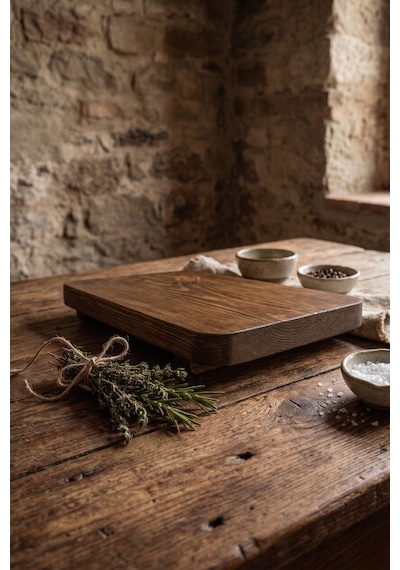 Nest Woodtr Ham Doğal Ahşap Sunum Tahtası 30x20cm Dekoratif Tepsi Ahşap Ayaklı Sunumluk Ceviz