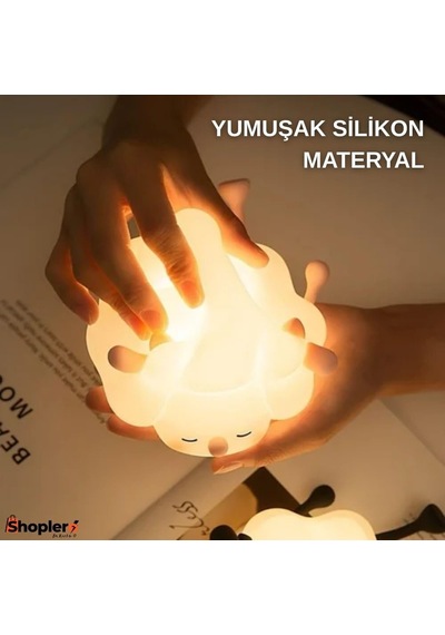 Silikon Koyun Gece Lambası, Yatak Odası İçin, 3 Seviyeli Kısılabilir Parlaklı, Yumuşak Işıltılı Diğer