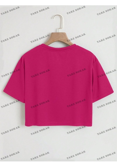 Flood Of Style Crop Ckod-232913 Harf Grafikli Kırpma Kahverengi