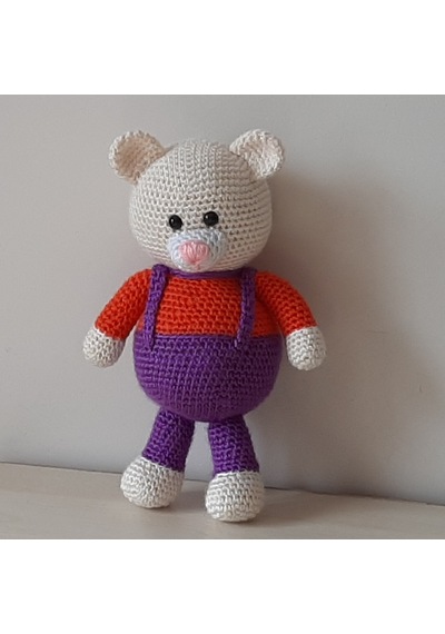 Amigurumi Örgü Oyuncak Renkli Ayı Mor