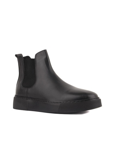 Shoetyle - Siyah Hakiki Deri Erkek Chelsea Bot - Siyah Taban - 250-041 -1163 Siyah