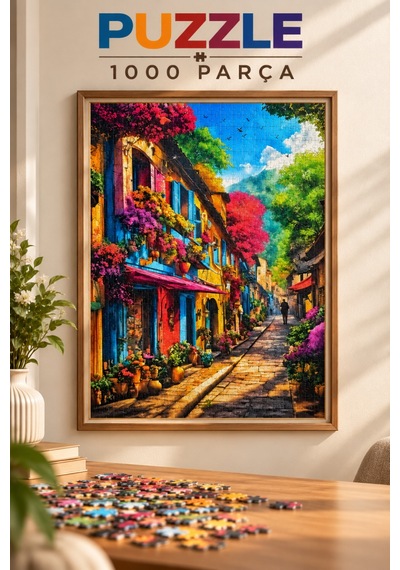 1000 Parça Renkli Evler Puzzle 48 X 68 Cm Yüksek Baskı Kaliteli Eğlenceli Ve Eğitici Puzzle
