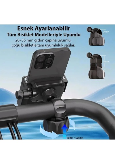 Ally Crown Gidon Bağlantılı Bisiklet Ve Motosiklet Telefon Tutucu- 5775 Siyah