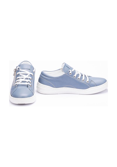 Kadın Hakiki Deri Geniş Kalıp Günlük Ayakkabı Sneakers Mavi