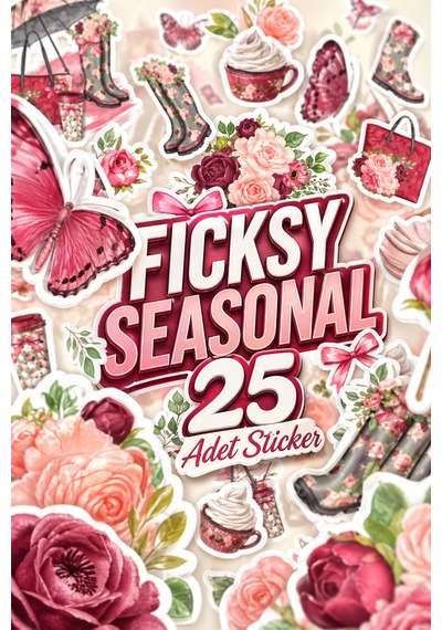 Sevimli Sonbahar Kış Temalı Çiçek Sticker Seti - 25 Adet Etiket Çıkartma Diğer