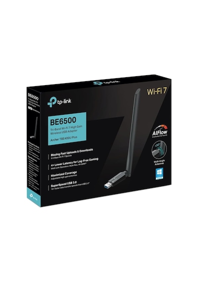 Archer Tbe400u Plus Be6500 Wi-fi 7 Üç-bant Usb Adaptör 6500 Mbps Yüksek Çekim Gücü Mlo Teknolojisi Usb 3.0 Wpa3 Güvenlik Windows 11/10 Tak Çalıştır Oyuncu Ağ Adaptörü