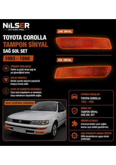 Toyota Tampon Sinyal Corolla Sağ Sol Set 1993-1998