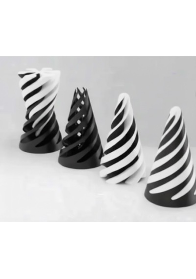 Spiral Geçmeli Koni Stres Çarkı - Masaüstü Dekoratif Obje Görsel İllüzyon - Fidget Stres Oyuncağı- Beyaz&siyah