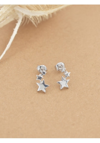 Brezza Lusso Jewelry Gümüş Sıralı Yıldızlar Bayan Küpe