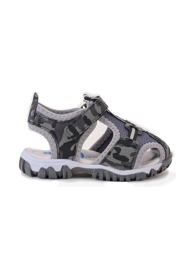 Kiko Kids Erkek Bebek Sandalet Arz 2399 Gri Kamuflaj Gri