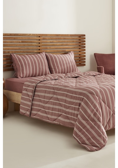 Karacahome Sarah Anderson Barlet Tek Kişilik Comfort Set Çizgili Bordo