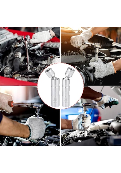 Mafsallı 14mm Buji Lokması 12 Köşe Mıknatıslı 3/8